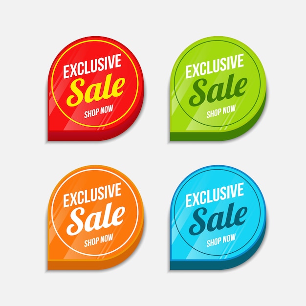 Glanzende 3D-kleurrijke Sale tags-collectie voor online verkoop en aanbiedingen
