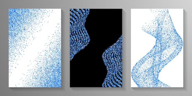Glanzende blauwe confetti stofverstrooiingstextuur Driehoek vierkante cirkel