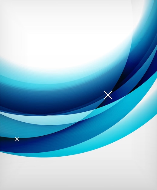 Vector glanzende blauwe golf vector achtergrond met licht- en schaduweffecten witte kruisvormen sjabloon voor webbanner zakelijke of technologische presentatie achtergrond of elementen vector illustratie
