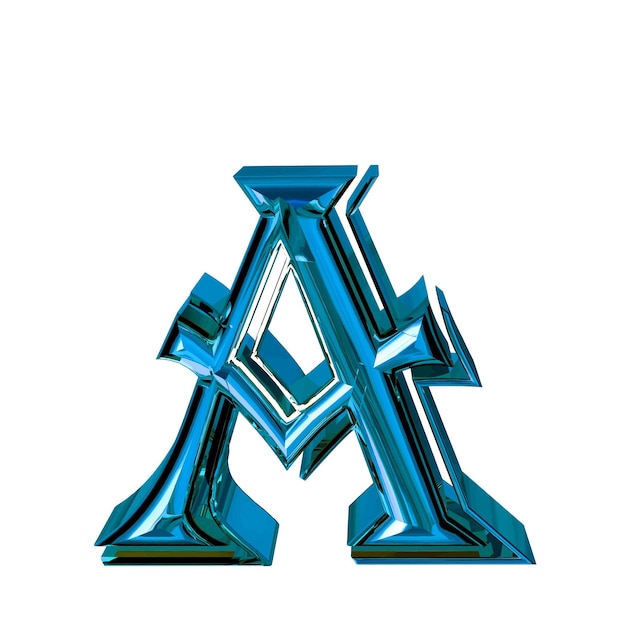 Glanzende driedimensionale letters in blauwe letter a