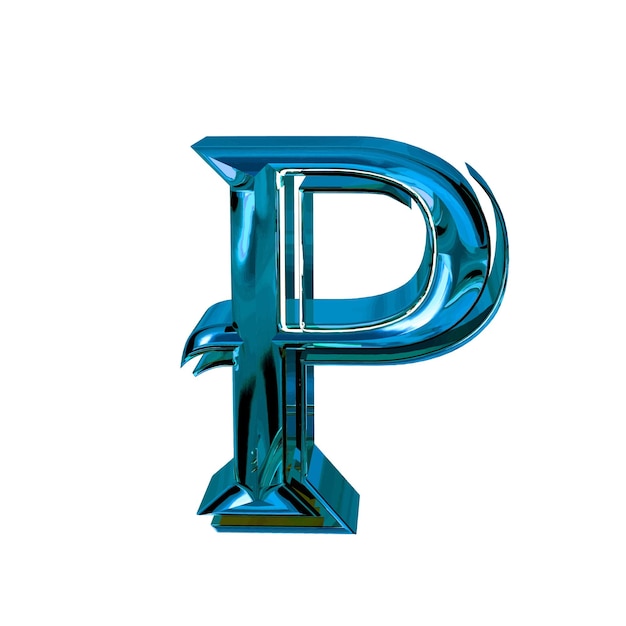 Vector glanzende driedimensionale letters in blauwe letter p