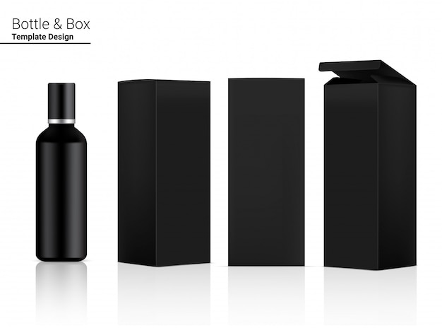 Glanzende fles Lege realistische cosmetische en 3D-doos voor het bleken van huidverzorging en anti-rimpelverpakkingen.