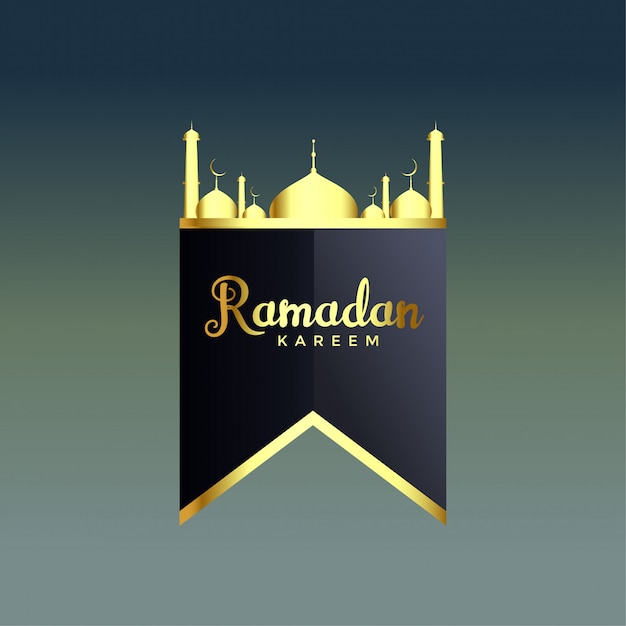 Glanzende gouden ramadan kareem moskee silhouet