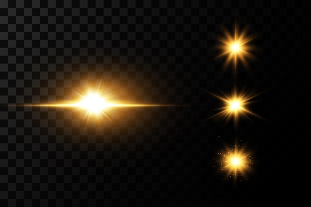 Glanzende gouden sterren geïsoleerd op zwarte achtergrond.