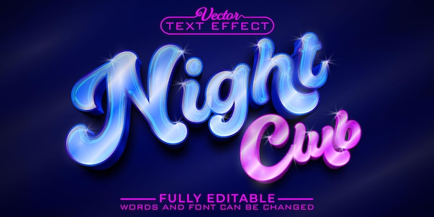 Glanzende nachtclub bewerkbare teksteffectsjabloon