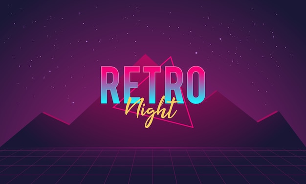 Glanzende Retro Nacht Illustratie Achtergrond