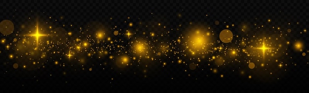 Glanzende stofvonken en sterren met lichteffect Glitter bokeh-lichten Gouden gloed lichteffect