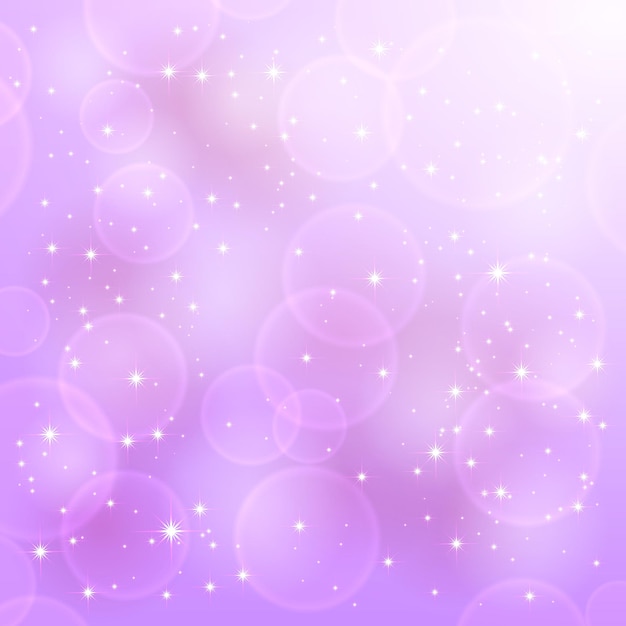 Glanzende violette achtergrond met sterren en wazige lichtenillustratie