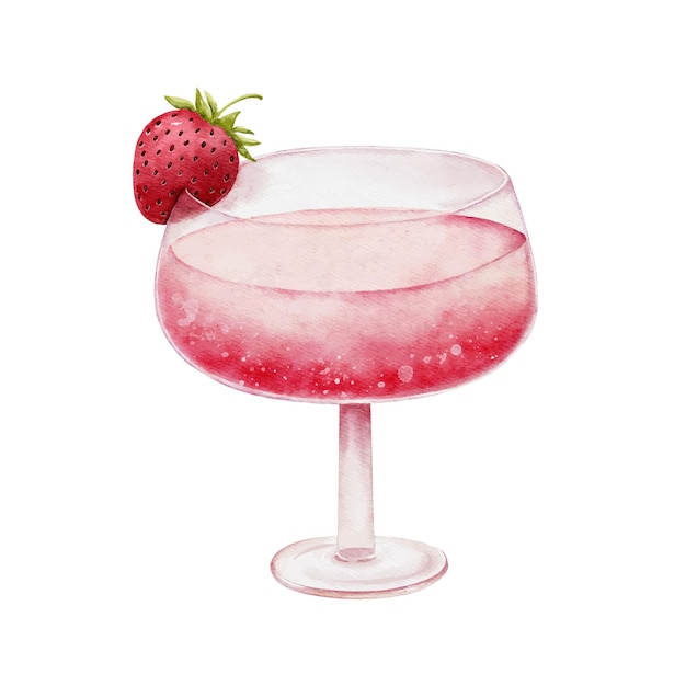 Vector glas aardbeiencocktail voor valentijnsdag