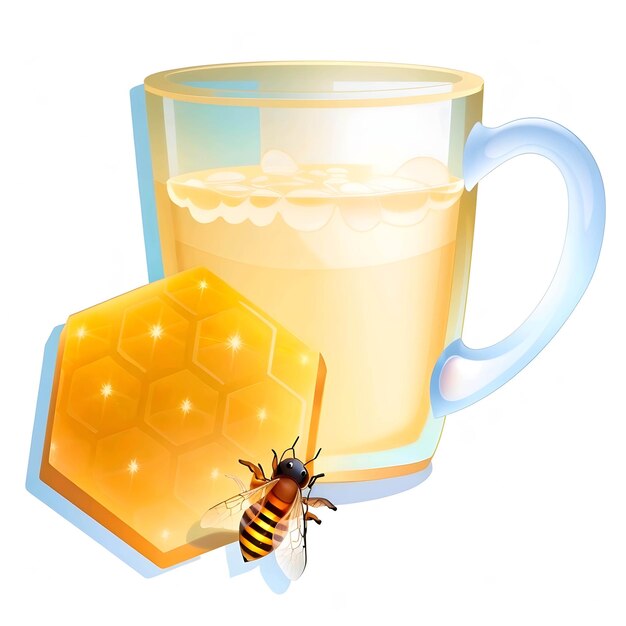 Glas beker melk en honing geïsoleerd op wit