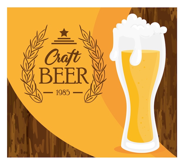 Glas bier ambachtelijke, vector illustratie ontwerp