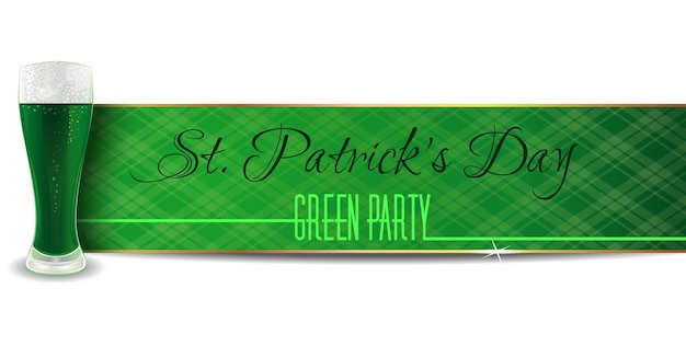 Glas bier op een achtergrond van groene banners St Patricks Day-ontwerp Green party