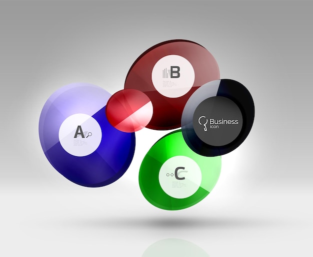 Glas cirkel infographics Vector sjabloon achtergrond voor afdrukken workflow lay-out diagram nummer opties of web design banner