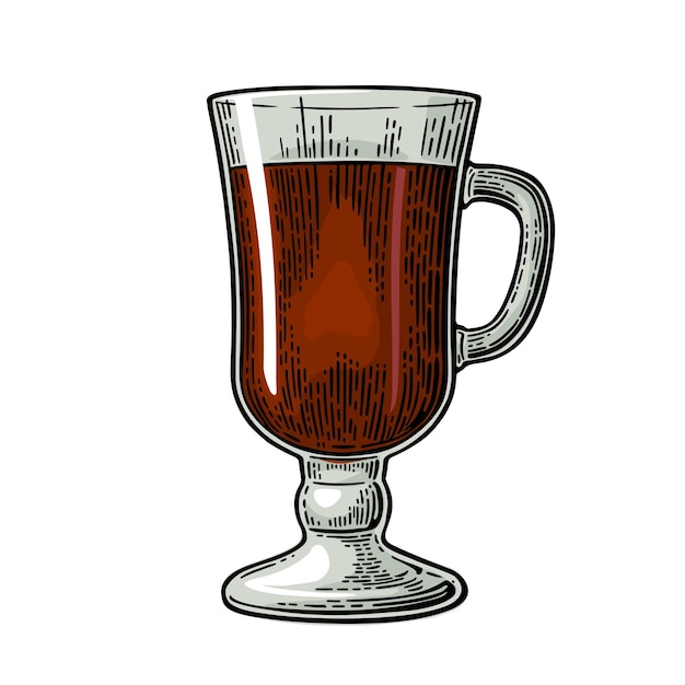 Glas glühwein en cocktails Vectorgravure