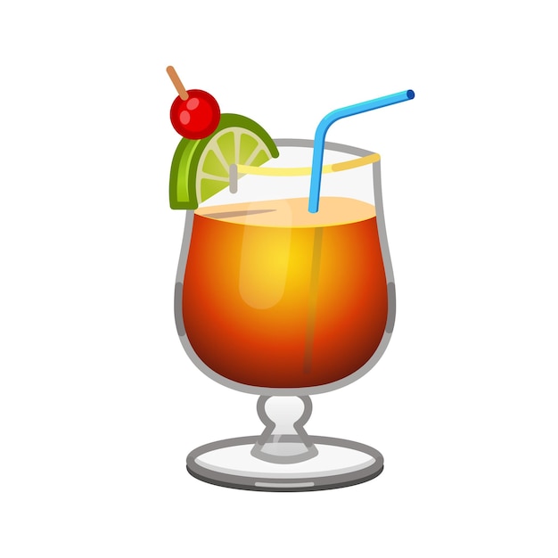 Glas met een cocktail Groot formaat icoon van emoji cocktail