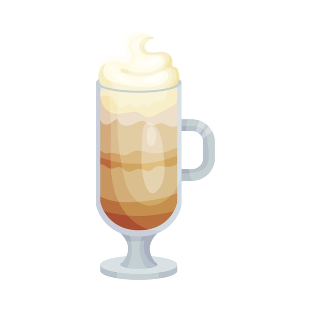 Glas met Latte Macchiato geïsoleerd op witte achtergrond Drank met cafeïne concept