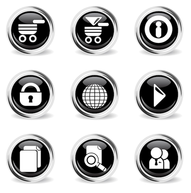 Glas ronde web icon set