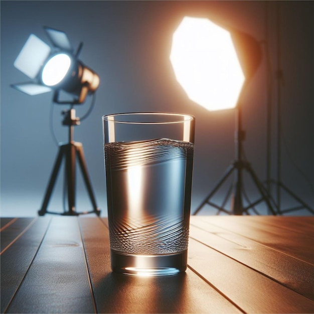 Vector glas van water mockup verbeterd door studio verlichting