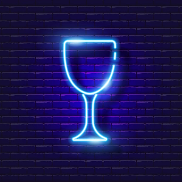 Glas voor kiddush-neonbord Vectorillustratie voor sabbatontwerp Joodse cultuurconcept