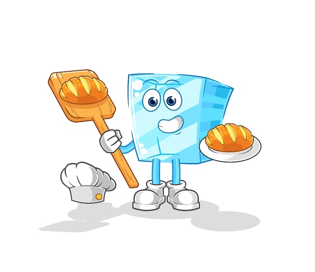 Glasbakker met brood cartoon mascotte vector