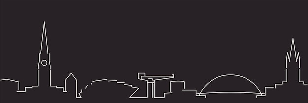 Vector glasgow single line simple minimalist skyline