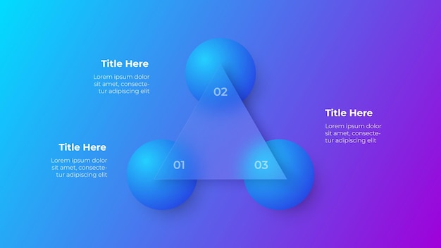 Glasmorfisme driehoek infographic concept met 3d geometrische vormen Matglas effect Illustratie op wazige achtergrond met kleurovergang