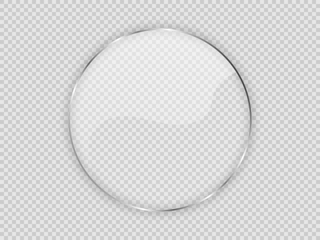 Vector glasplaat in cirkelframe geïsoleerd op transparante achtergrond. vector illustratie.