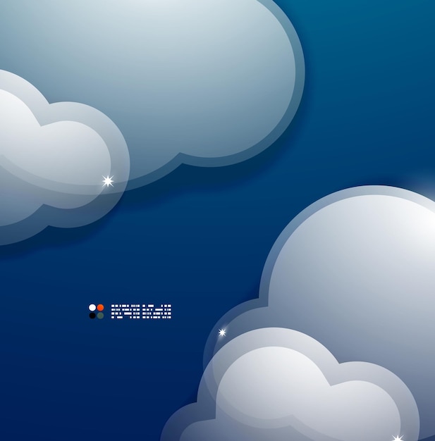 Glass 3d clouds vector template