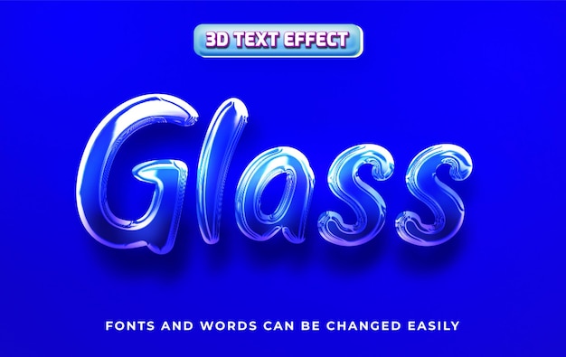 Vector glass 3d editable text effect style