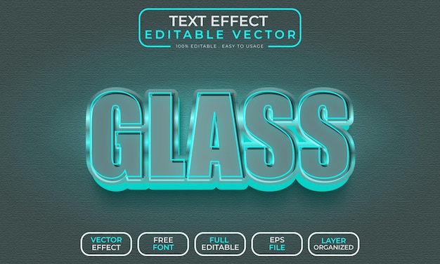 ベクトル glass3dテキスト効果編集可能なベクターファイル