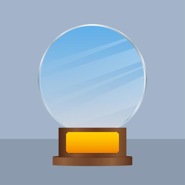 Glass award concept background. golden trophy clipart. vector template. template for banner design. winner certificate.