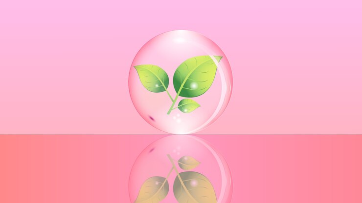 Vector glass ball with a green plant inside
