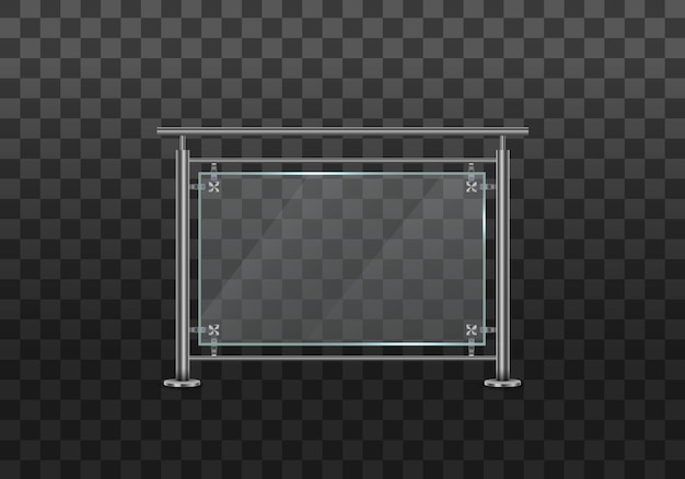 金属製の手すりセットを備えたガラスの欄干。