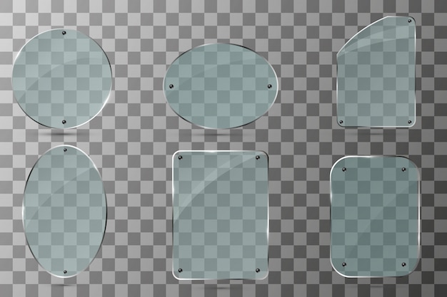 Vector glass banners on transparent background.empty transparent glass frame. clean background.