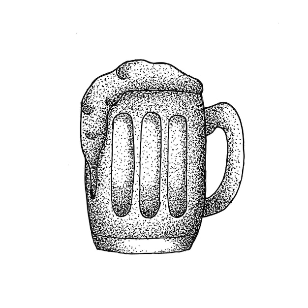 Glass beer hand drawn illustration