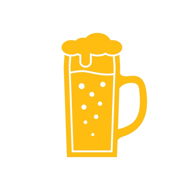 Glass of beer icon isolated in flat style design Light beer with foam Vector illustration