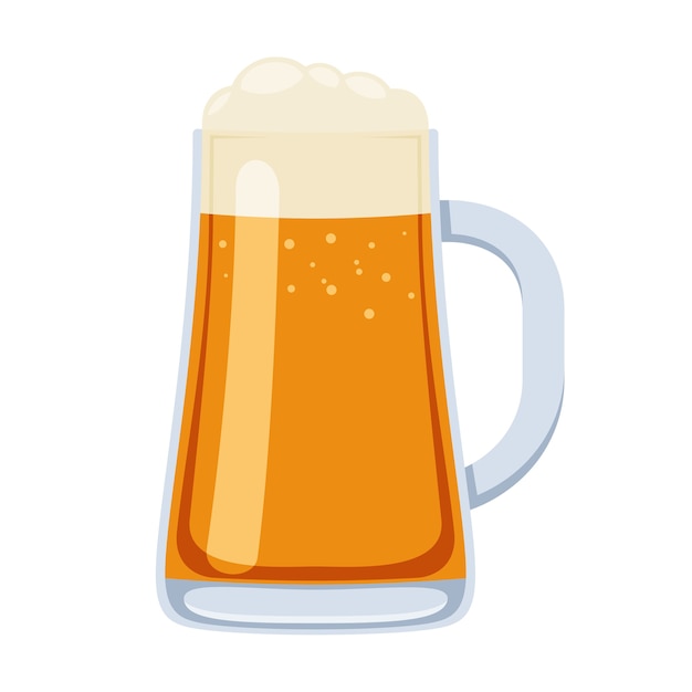 Vector glass of beer mug in cartoon style illustration