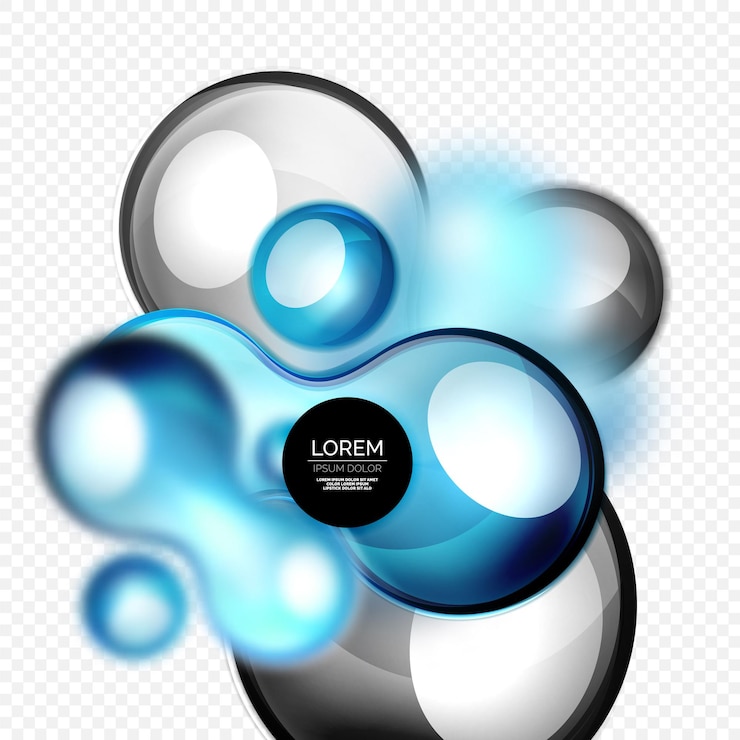 Vector glass blue and black bubbles on grey modern techno liquid design vector illustration