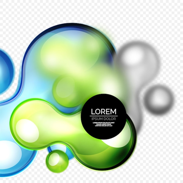 Vettore bolle di vetro blu verde su grigio moderno design liquido techno illustrazione vettoriale