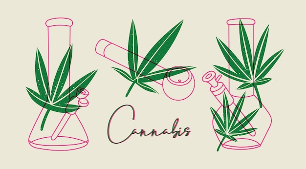 Стеклянный бонг для курения марихуаны, трубка с листьями конопли, аксессуары для курения медицинской марихуаны