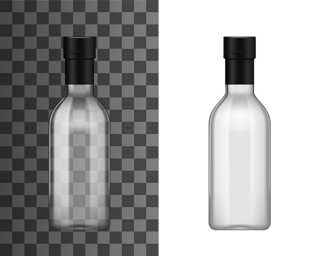 Vector glass bottle alcohol drink or cooking oil mockup