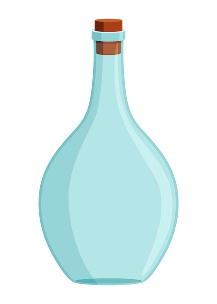 Vector glass bottle cartoon style vector icon vector blank and empty wine bottle