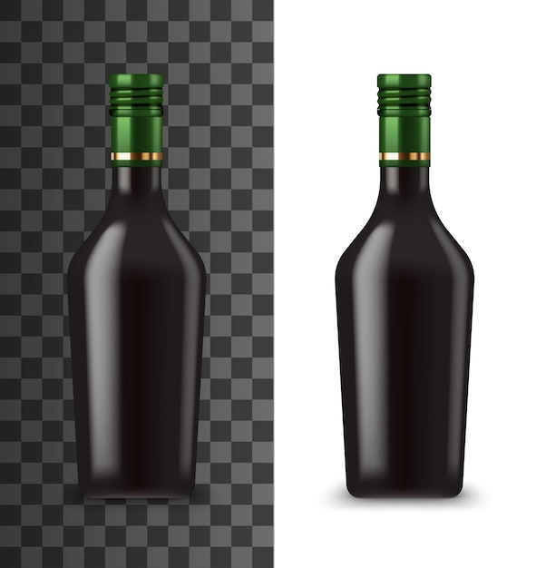 Mockup 3d di liquore alla crema di cioccolato in bottiglia di vetro