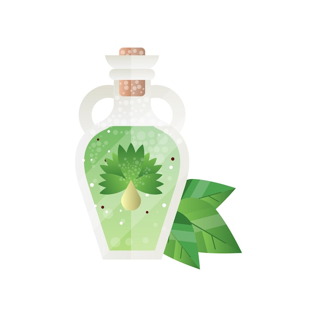 Vector glass bottle of essential oil spa design element vector illustration isolated on a white background