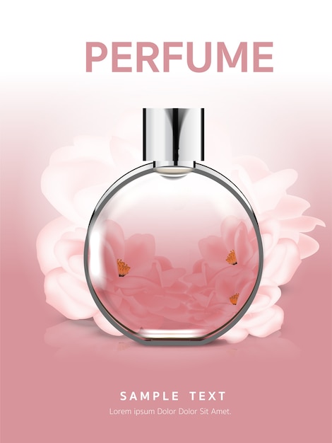 glass bottle packaging luxury on a pink background 