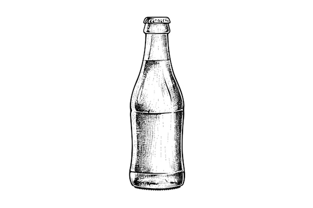 Glass bottle of soda Ink sketch of cola hand drawn vintage vector illustration