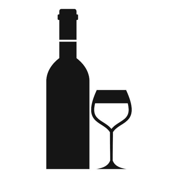 Glass and bottle of wine icon Simple illustration of wine bottle vector icon for web