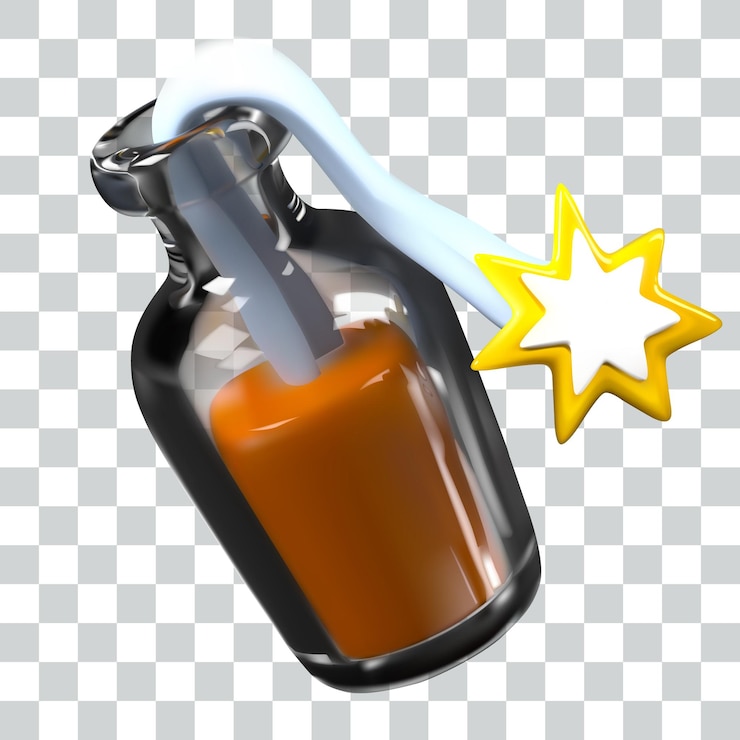 Vector glass bottle with explosive mixture and lit fuse molotov cocktail