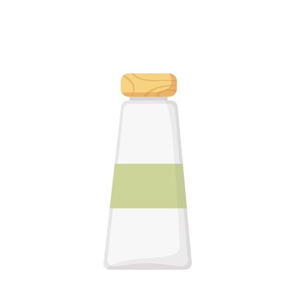 Glass bottle with wooden cap Eco Vector cartoon illustration