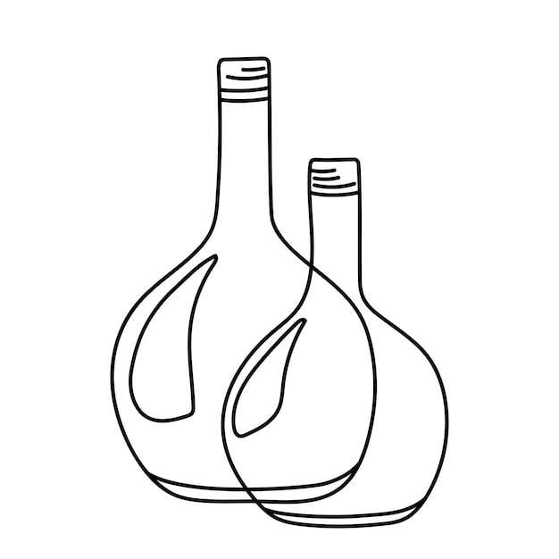 Glass bottles in the doodle style.